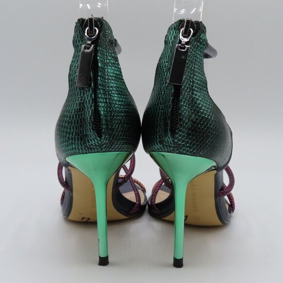 Zara Womens 6.5 US 37 Multiolor Rainbow Mermaid Strappy Snakeskin Heel Sandals - Picture 5 of 11